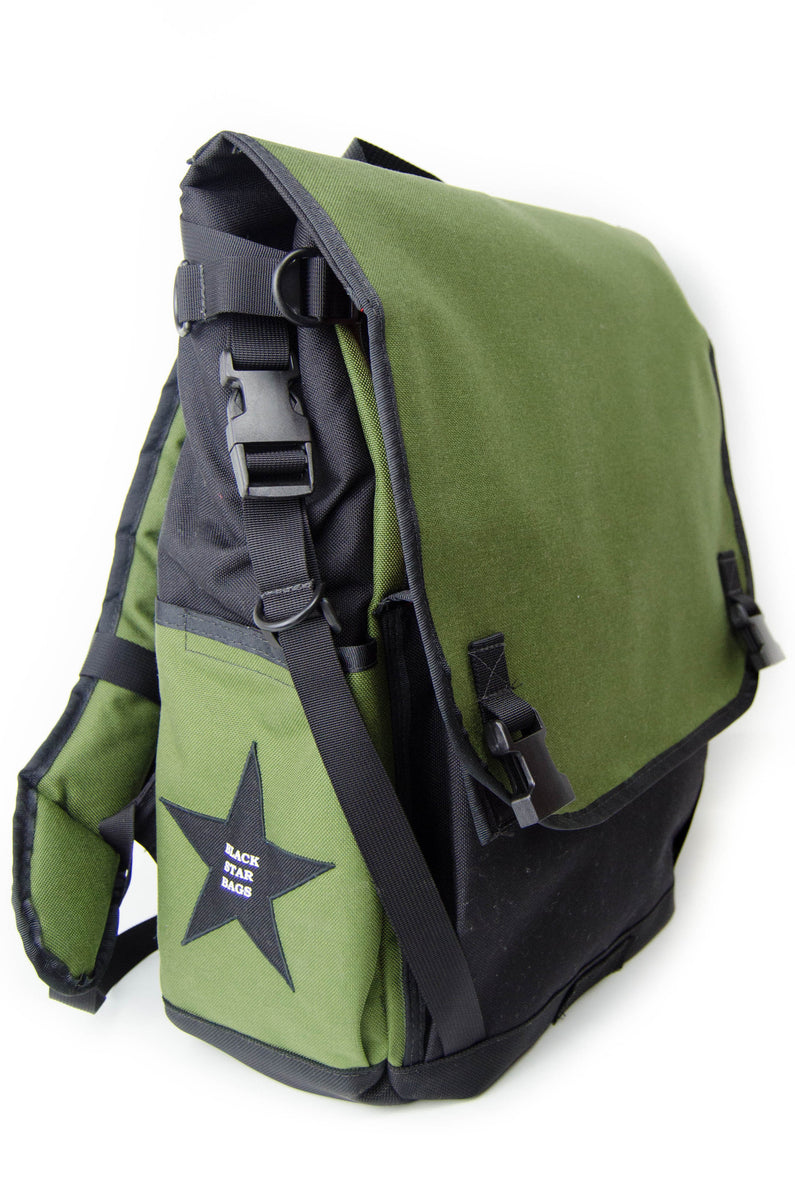 Olive and Black Roll Top Backpack – Black Star Bags