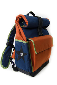 Rust and Navy Roll Top Backpack