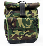 Load image into Gallery viewer, Woodland Camo Roll Top Backpack with white liner
