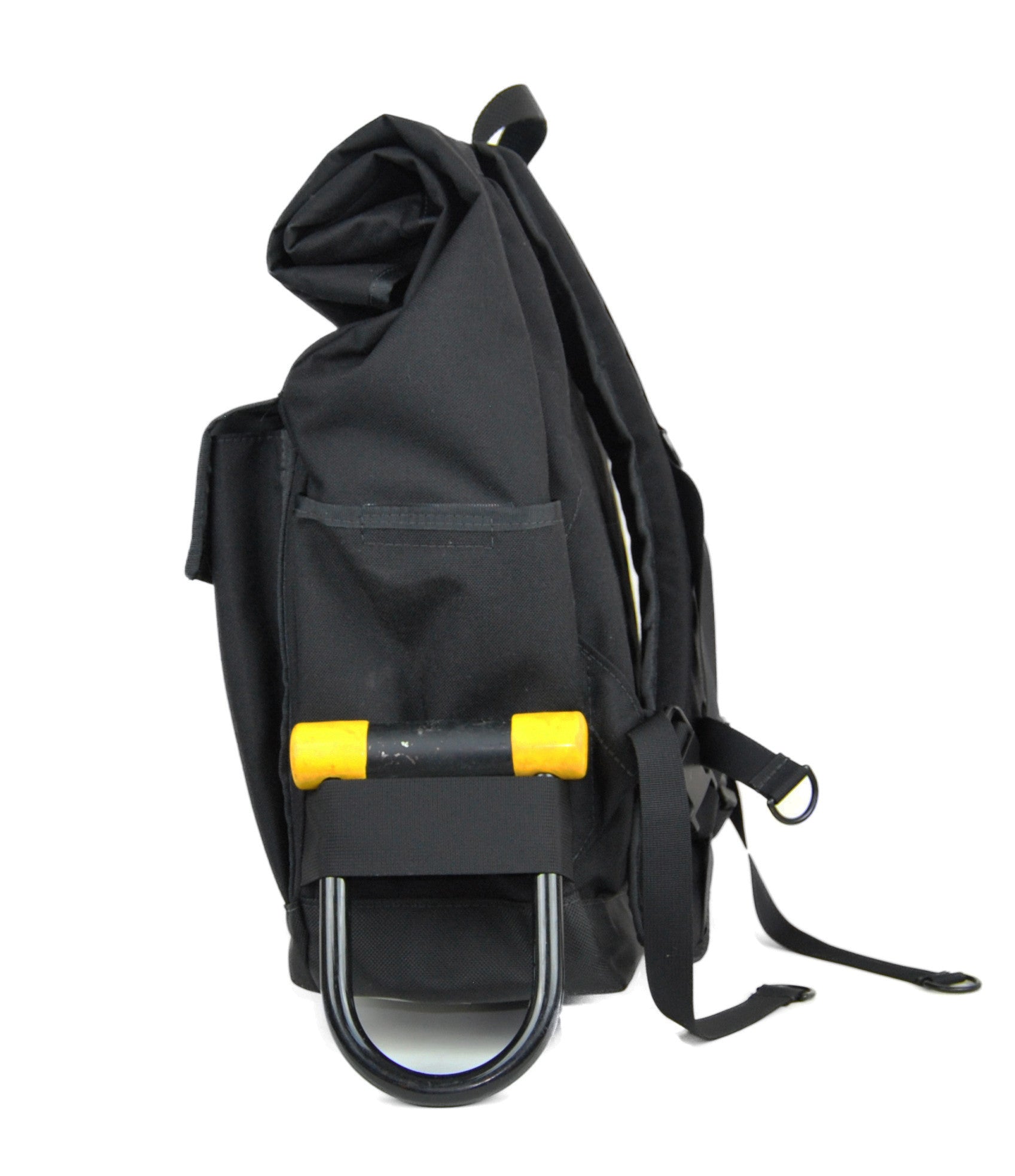 tarp roll top backpack bg815 Black Roll Top Backpack With Silver Lining – Black Star Bags