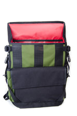 Load image into Gallery viewer, Olive and Black Flap Top Backpack

