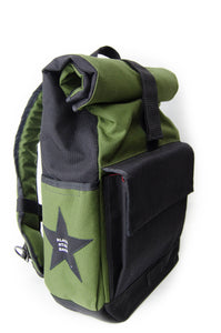 Olive and Black Roll Top Backpack
