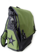 Load image into Gallery viewer, Olive and Black Flap Top Backpack
