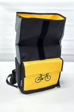Load image into Gallery viewer, Black and Yellow Roll Top Backpack
