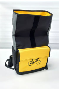 Black and Yellow Roll Top Backpack